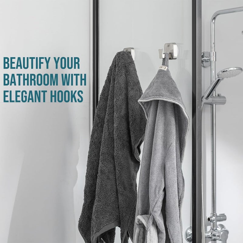 Taili 304 Stainless Steel Bathroom Suction Hooks for Towel, Bathrobe, Loofah, Patented Strong Suction Cup Holder, No Damage Hanging Glass Shower Wall Hook, Hold Up to 11 Lbs, 2 Pack, Silver - Image 4